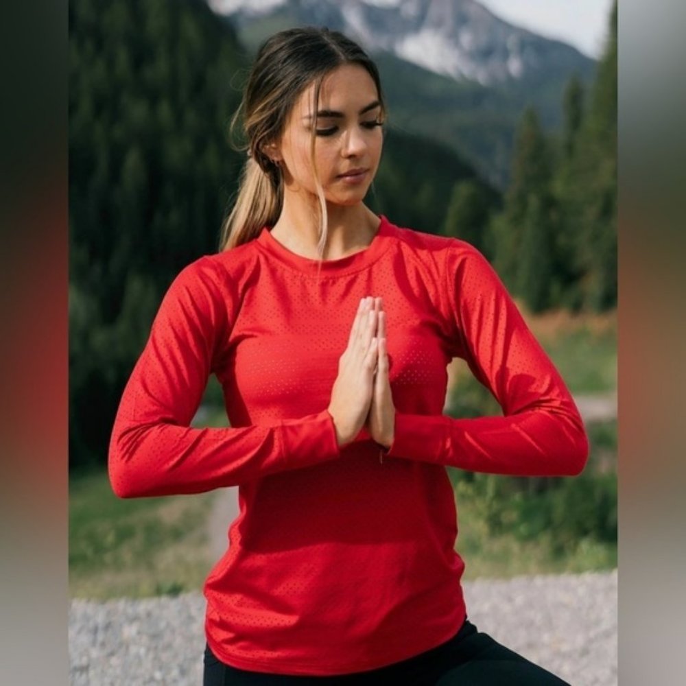 Zyia Active Women Red Chill Long Sleeve Tee Shirt  Size XL